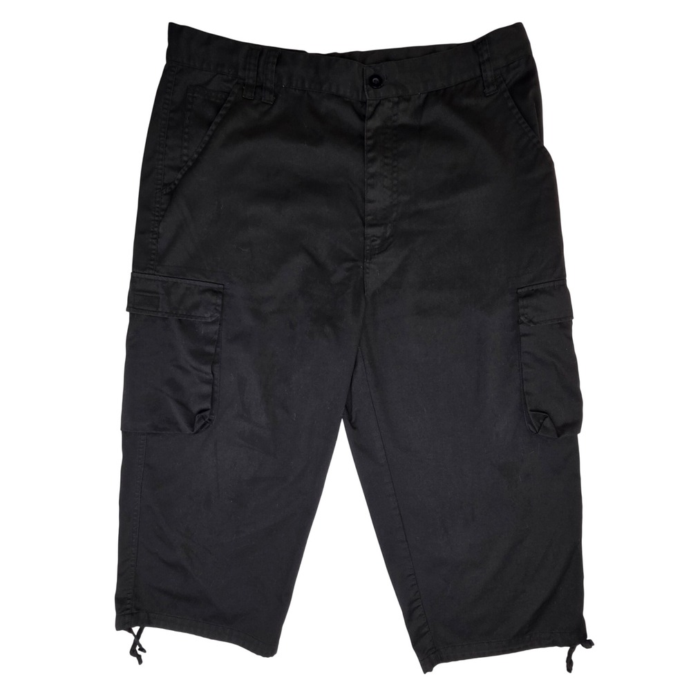 Raw Blue Mens Black Cargo Shorts XL Relaxed Fit Drawstring Hem Long Line RB